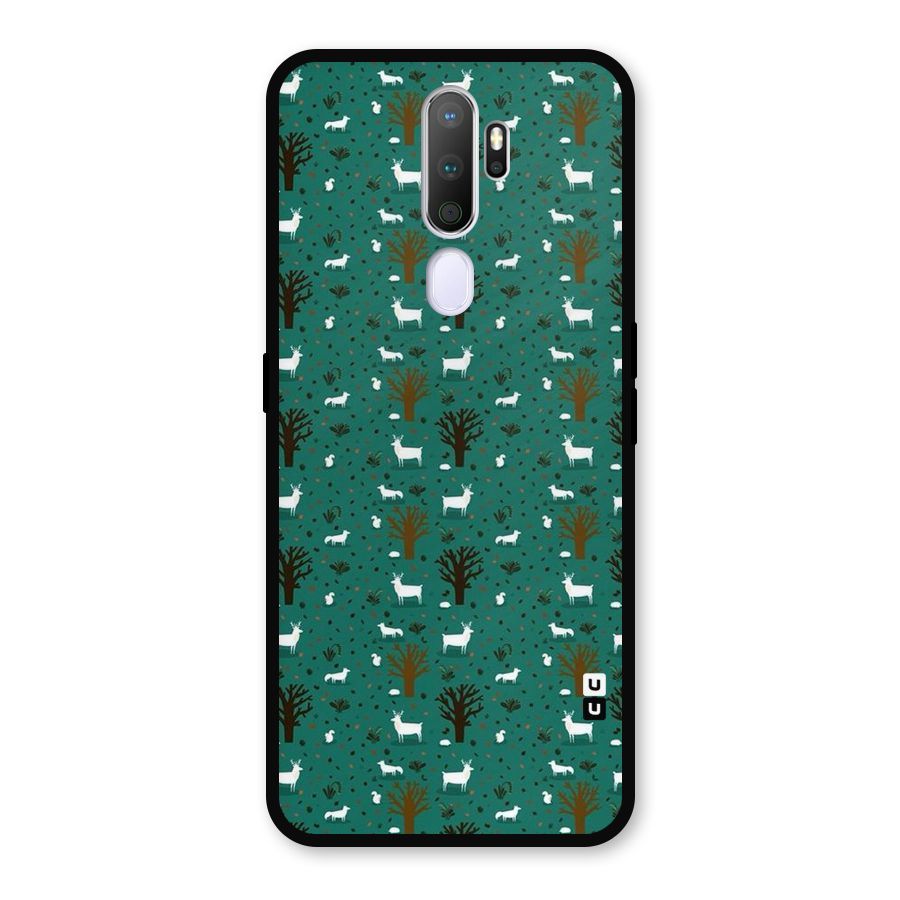 Animal Grass Pattern Metal Back Case for Oppo A9 (2020)