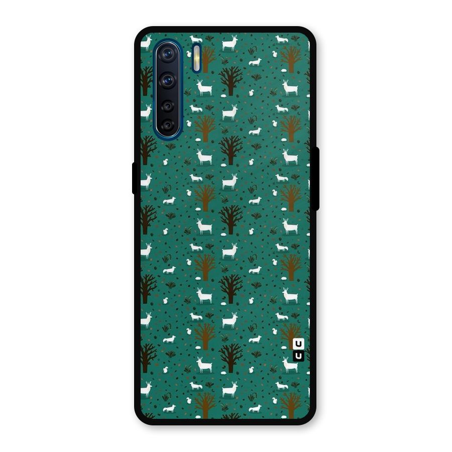 Animal Grass Pattern Metal Back Case for Oppo F15