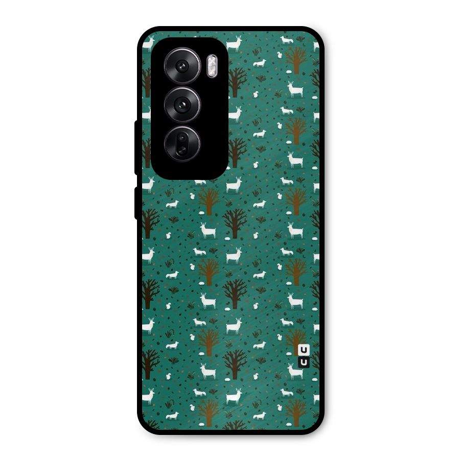 Animal Grass Pattern Metal Back Case for Oppo Reno12