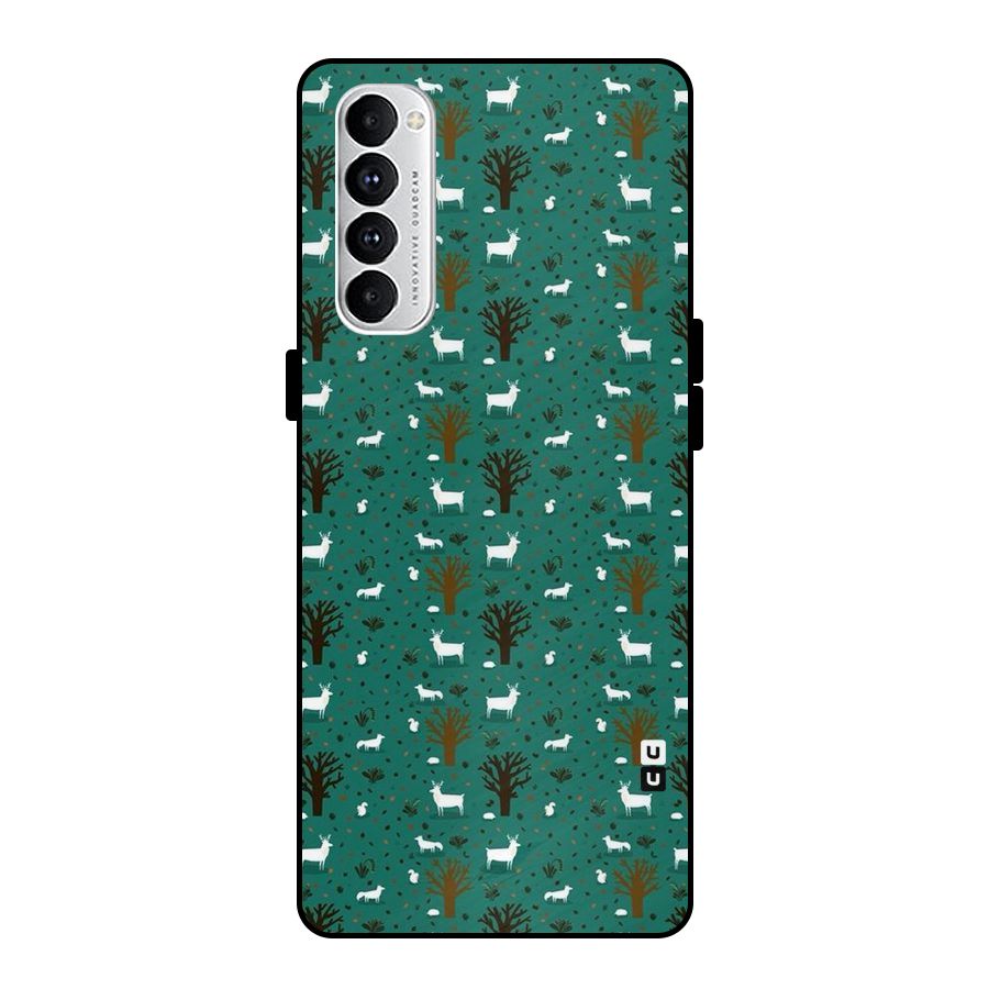 Animal Grass Pattern Metal Back Case for Oppo Reno4 Pro