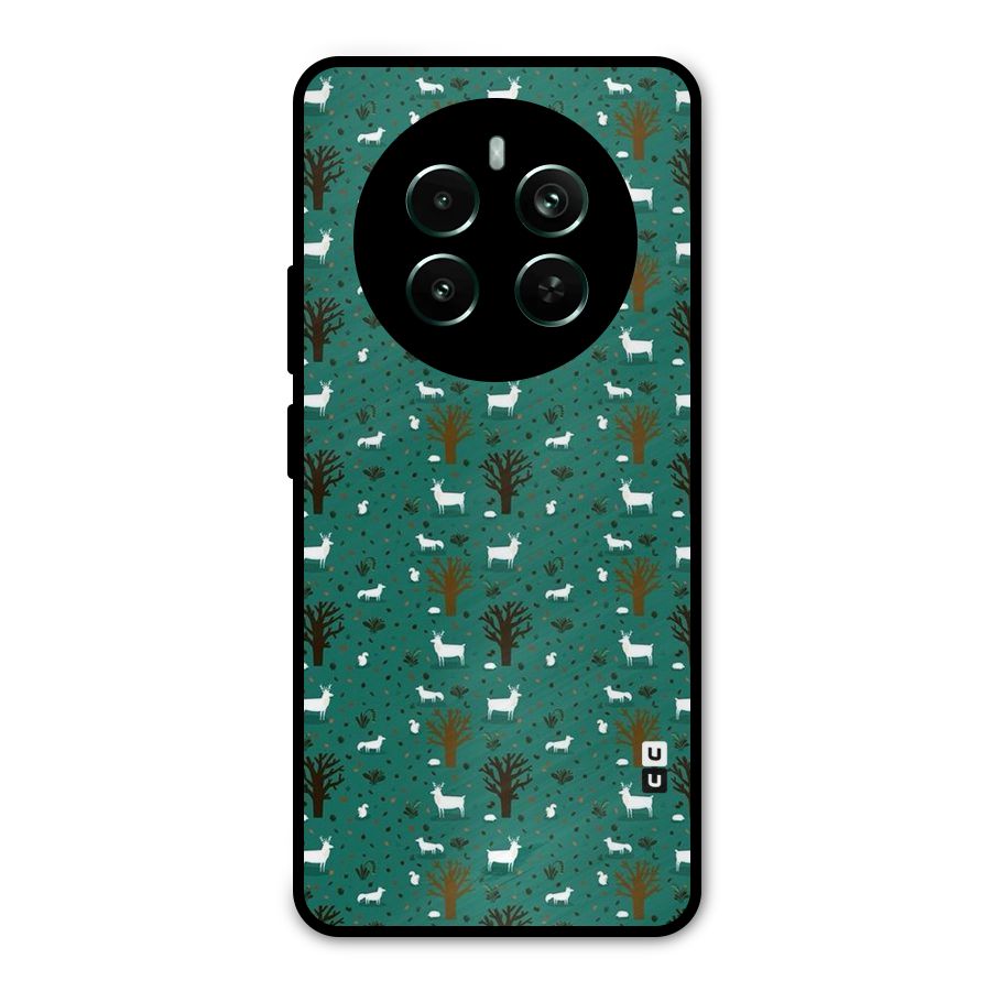 Animal Grass Pattern Metal Back Case for Realme 12 Pro Plus