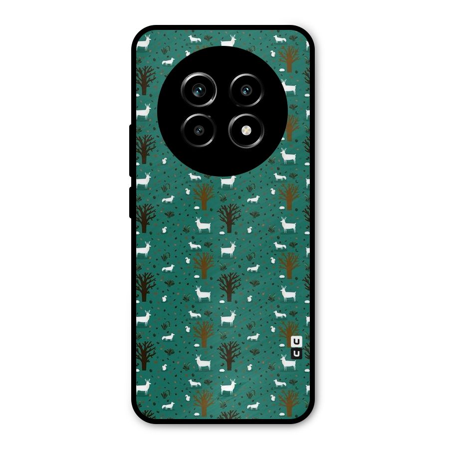 Animal Grass Pattern Metal Back Case for Realme 13 Pro