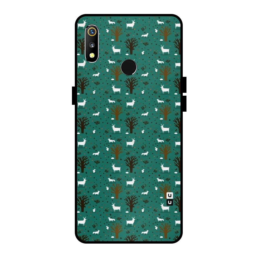 Animal Grass Pattern Metal Back Case for Realme 3