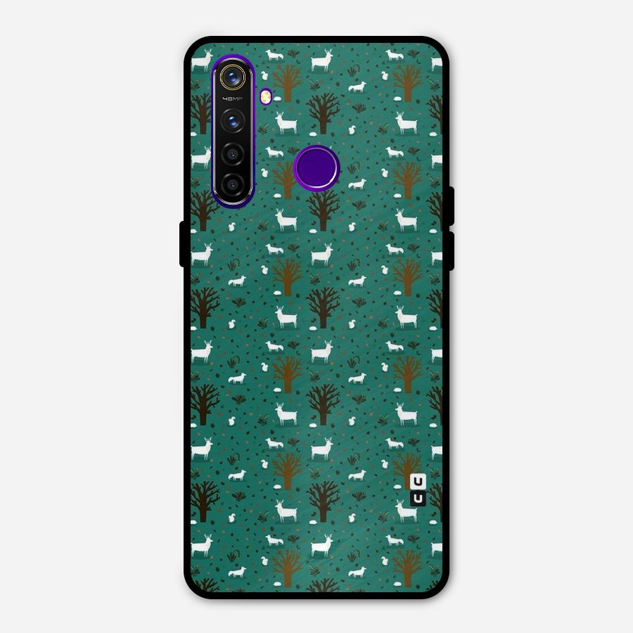 Animal Grass Pattern Metal Back Case for Realme 5 Pro
