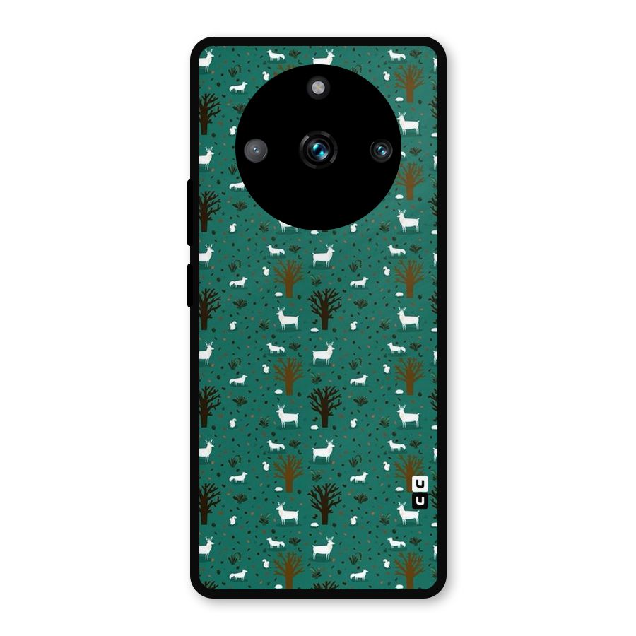 Animal Grass Pattern Metal Back Case for Realme Narzo 60 Pro