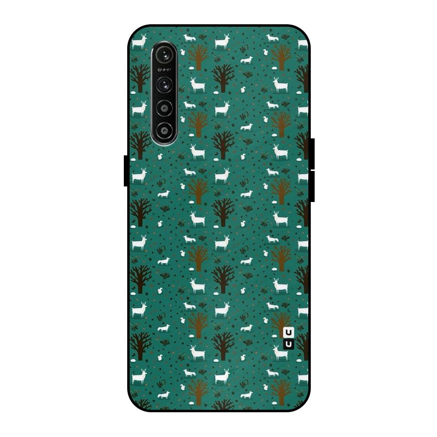Animal Grass Pattern Metal Back Case for Realme XT