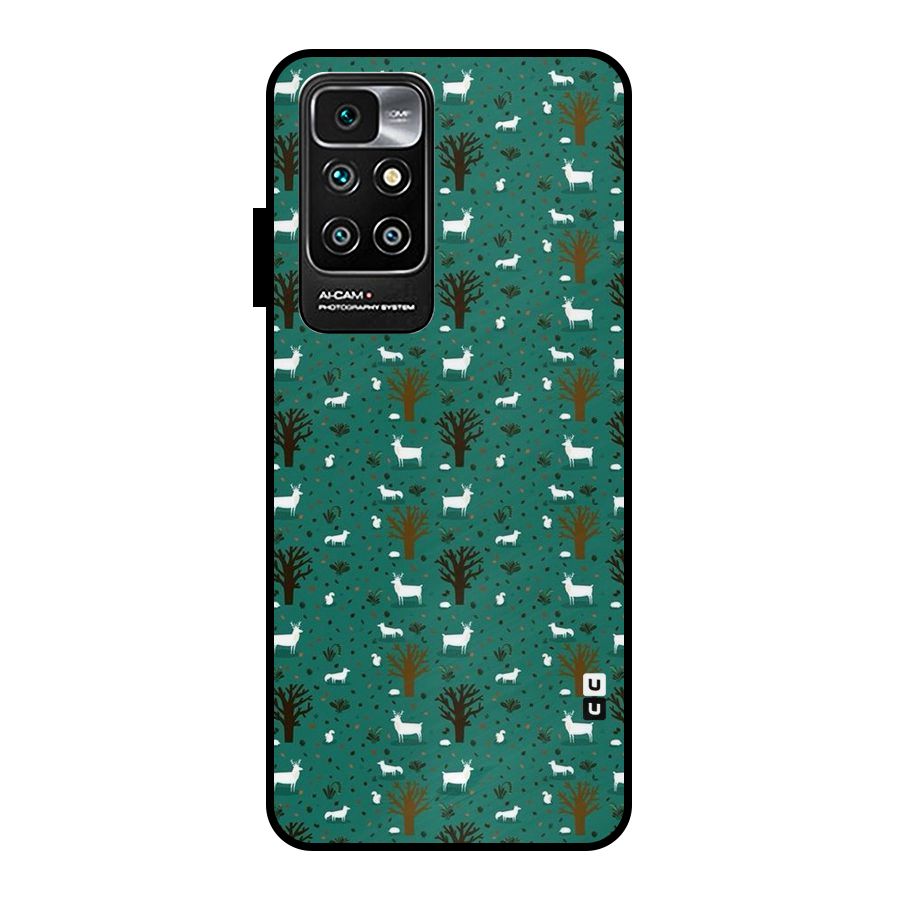 Animal Grass Pattern Metal Back Case for Redmi 10 Prime
