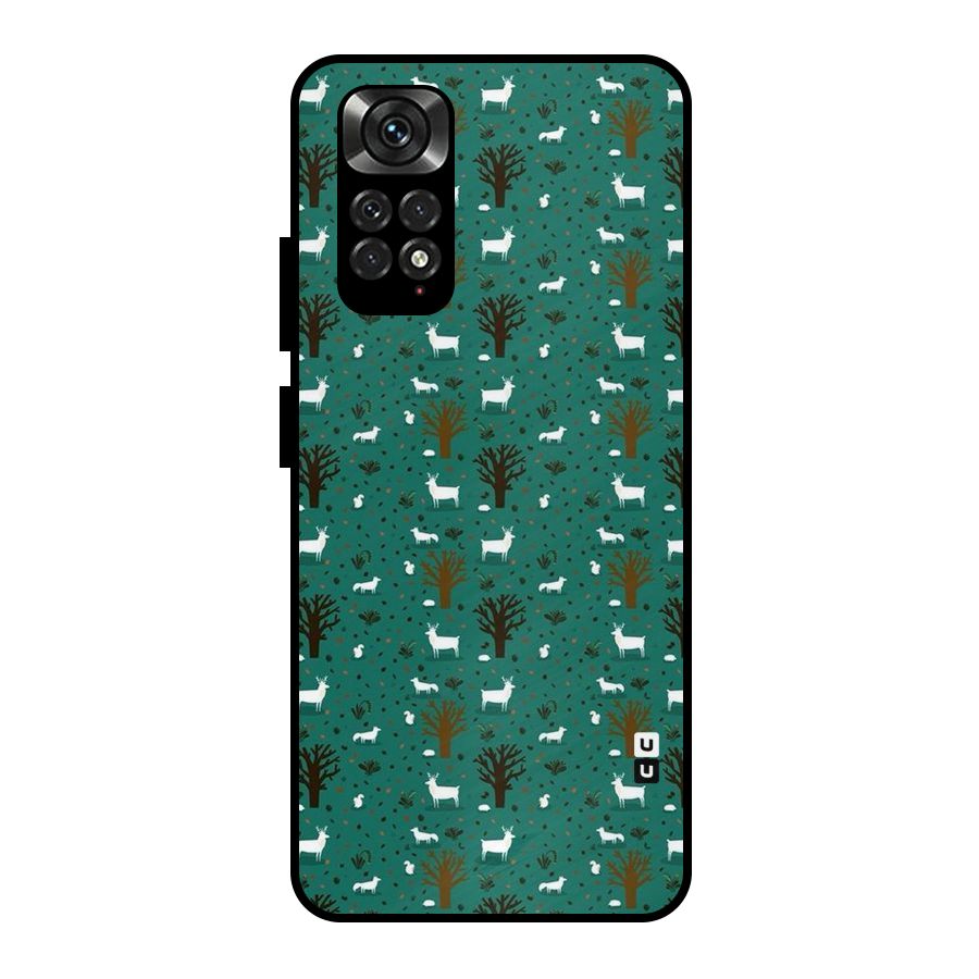 Animal Grass Pattern Metal Back Case for Redmi Note 11 Pro