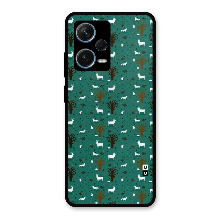 Animal Grass Pattern Metal Back Case for Redmi Note 12 Pro Plus 5G
