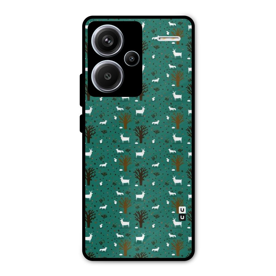 Animal Grass Pattern Metal Back Case for Redmi Note 13 Pro Plus