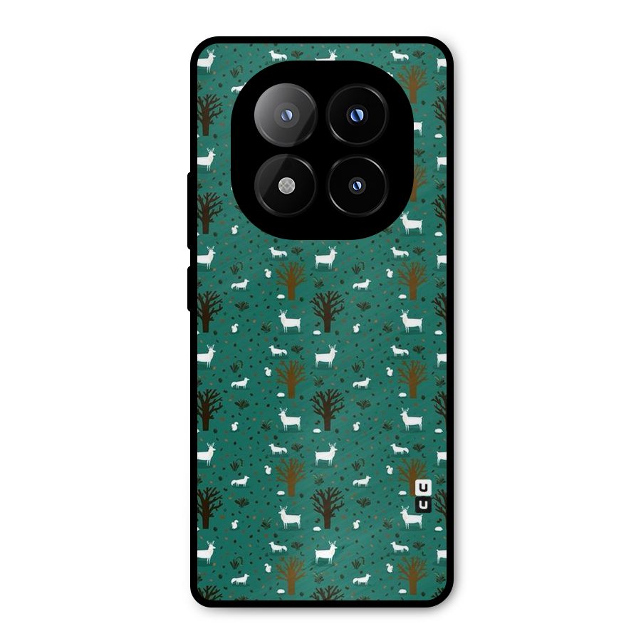 Animal Grass Pattern Metal Back Case for Redmi Note 14 Pro Plus 5G