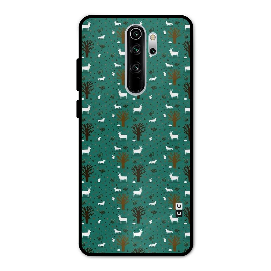 Animal Grass Pattern Metal Back Case for Redmi Note 8 Pro