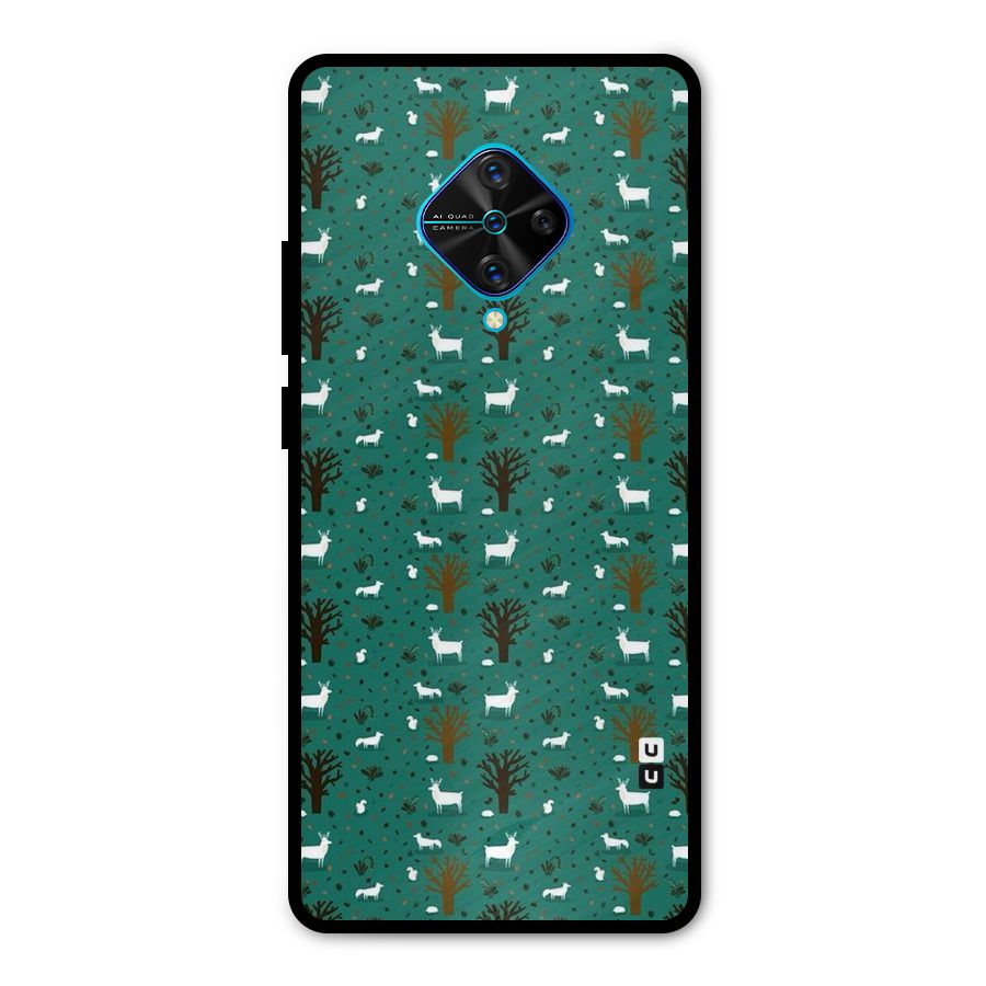 Animal Grass Pattern Metal Back Case for Vivo S1 Pro