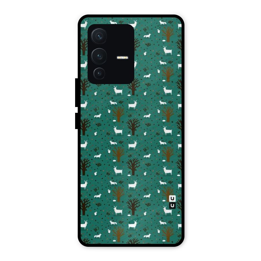 Animal Grass Pattern Metal Back Case for Vivo V23 5G