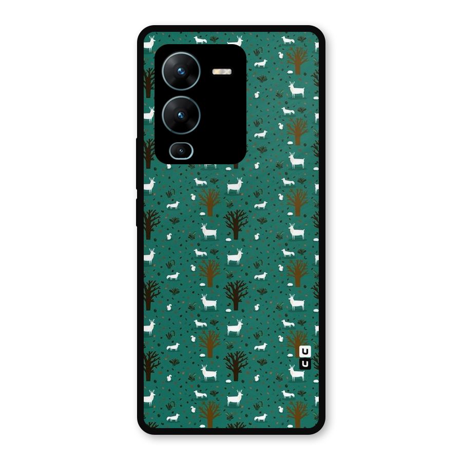 Animal Grass Pattern Metal Back Case for Vivo V25 Pro
