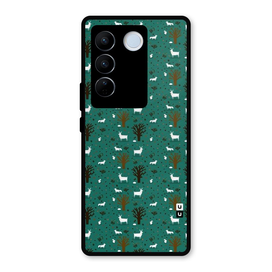 Animal Grass Pattern Metal Back Case for Vivo V27