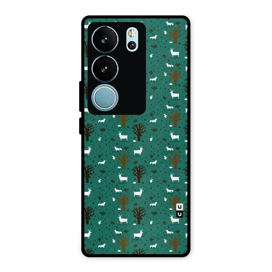 Animal Grass Pattern Metal Back Case for Vivo V29