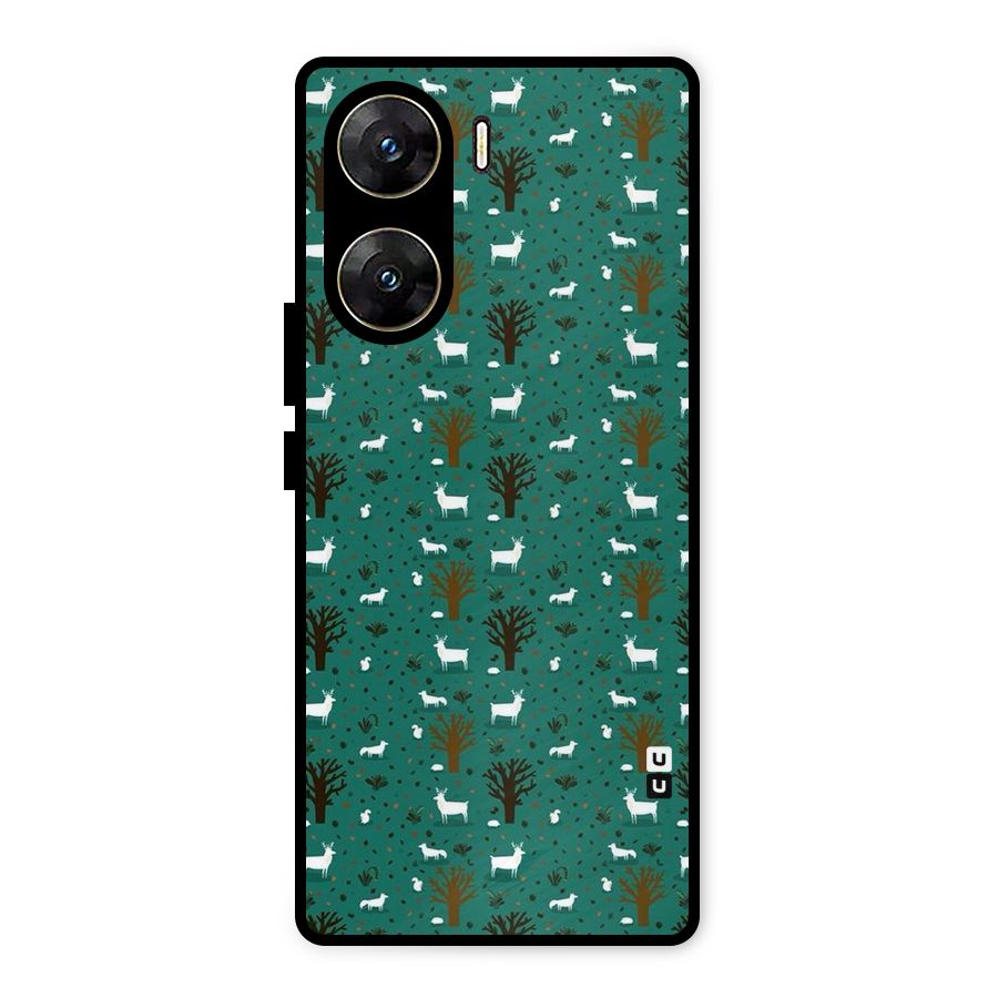 Animal Grass Pattern Metal Back Case for Vivo V29e
