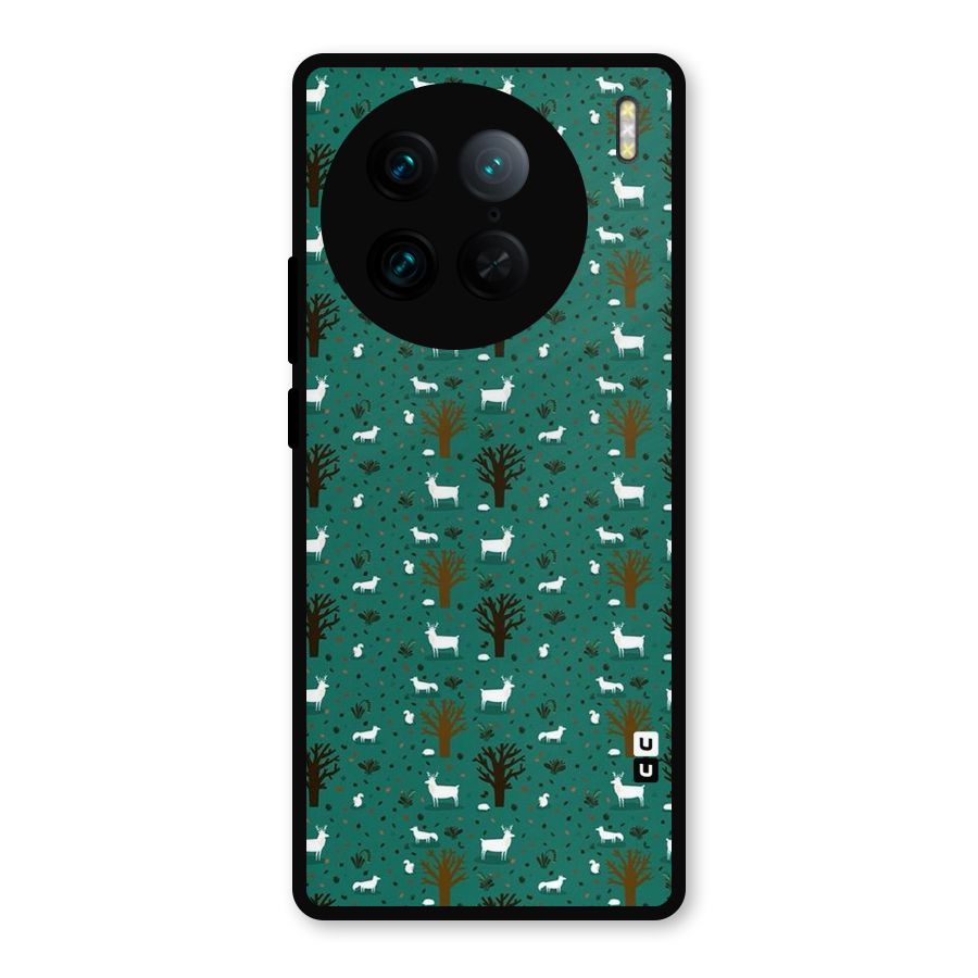 Animal Grass Pattern Metal Back Case for Vivo X90 Pro