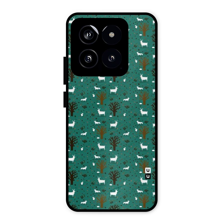 Animal Grass Pattern Metal Back Case for Xiaomi 14