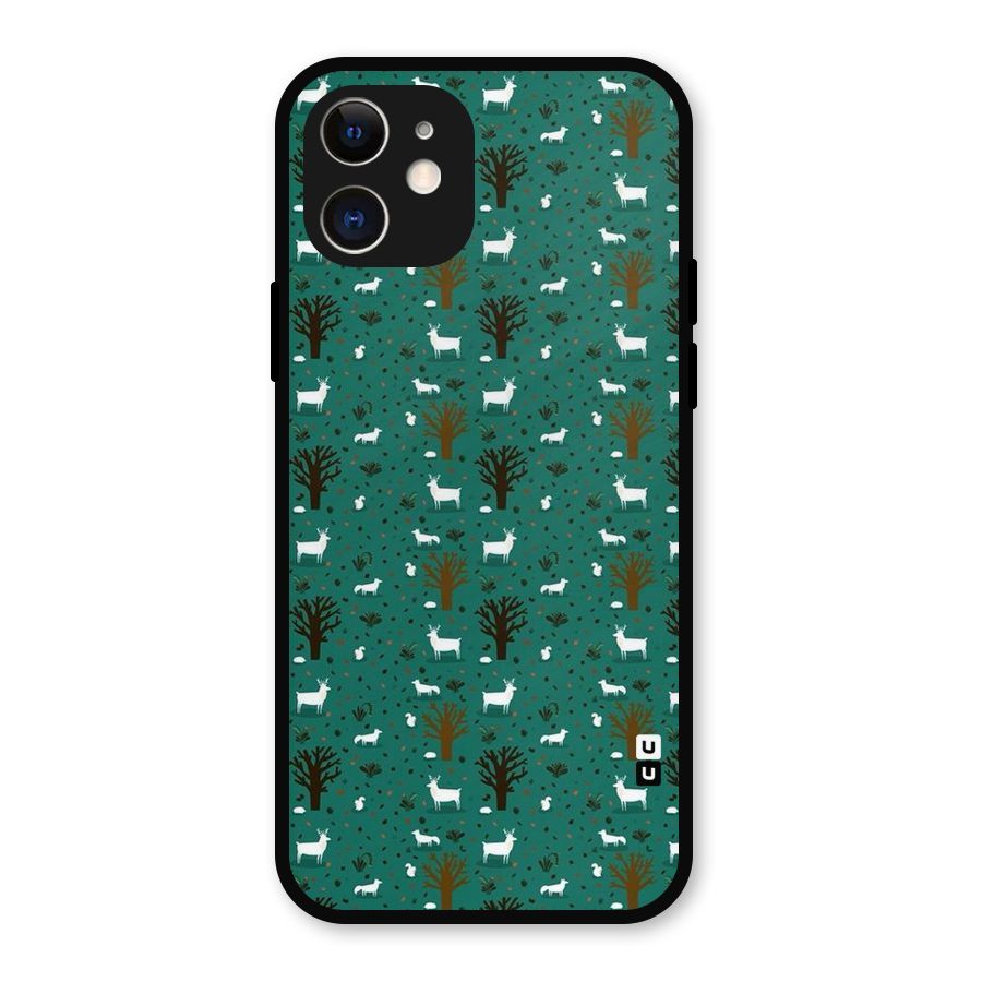 Animal Grass Pattern Metal Back Case for iPhone 12