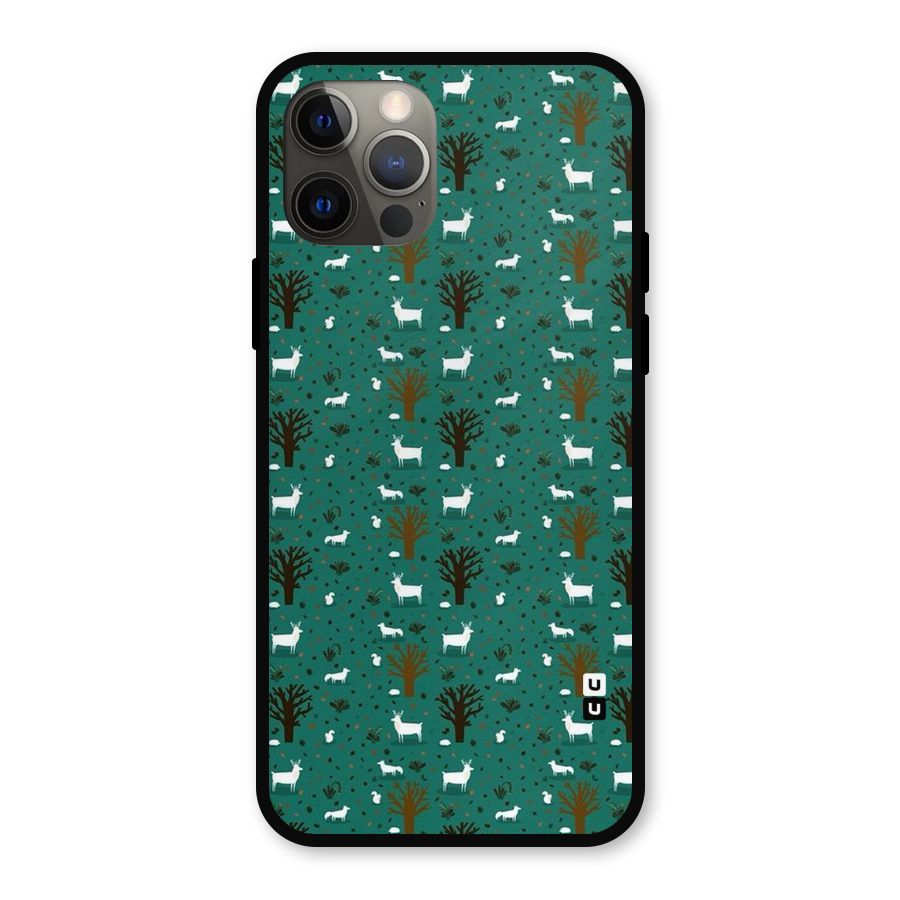 Animal Grass Pattern Metal Back Case for iPhone 12 Pro