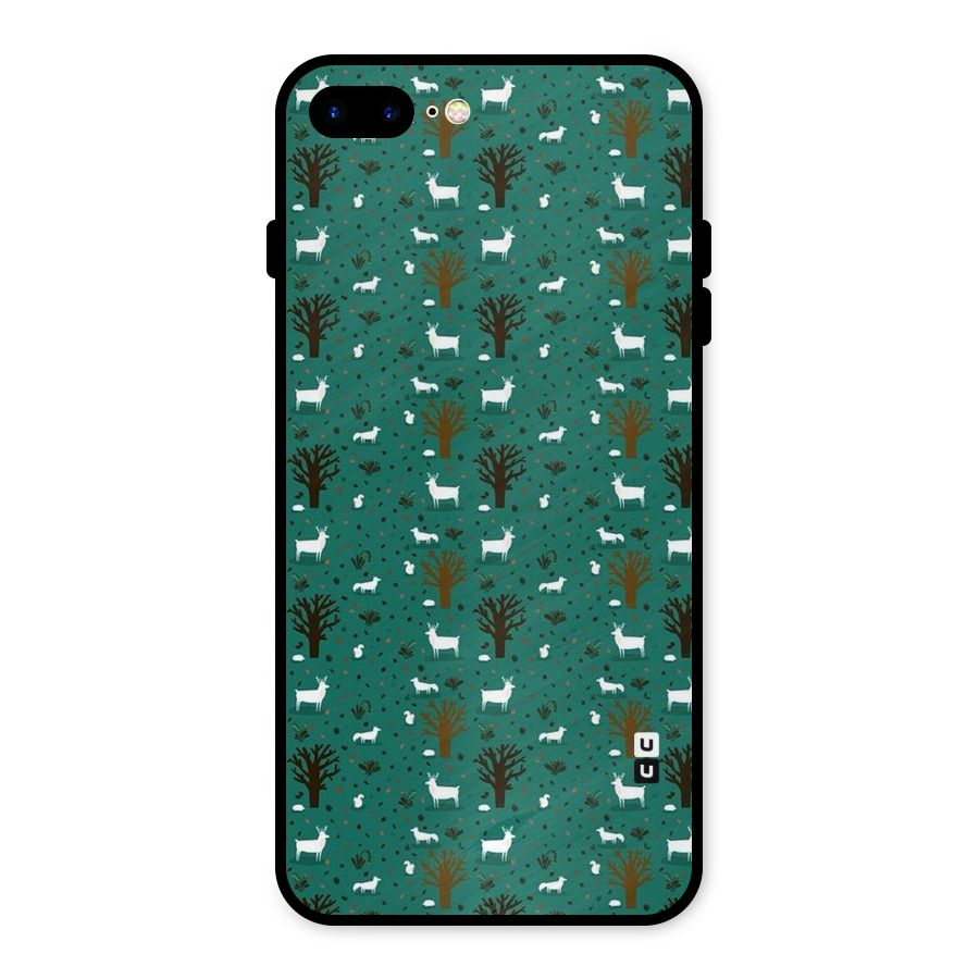 Animal Grass Pattern Metal Back Case for iPhone 8 Plus