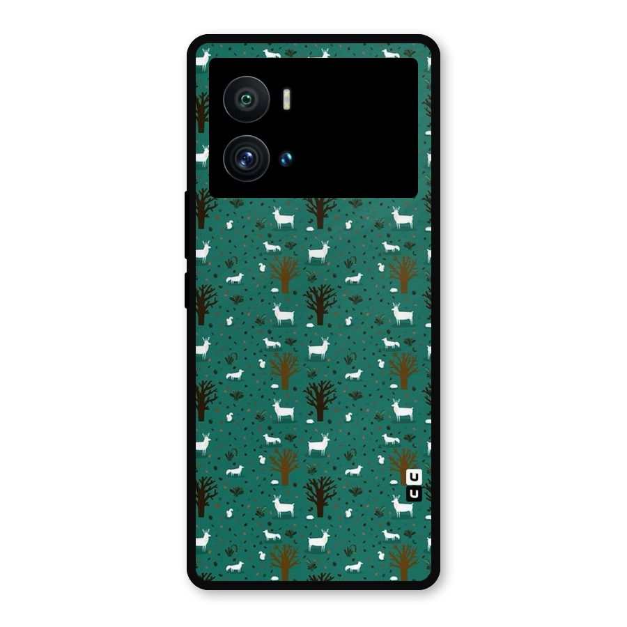 Animal Grass Pattern Metal Back Case for iQOO 9 Pro