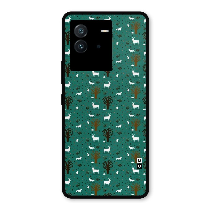 Animal Grass Pattern Metal Back Case for iQOO Neo 6 5G