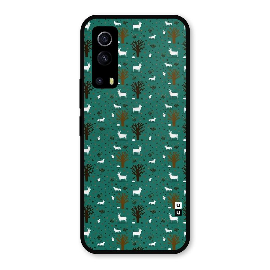 Animal Grass Pattern Metal Back Case for iQOO Z3