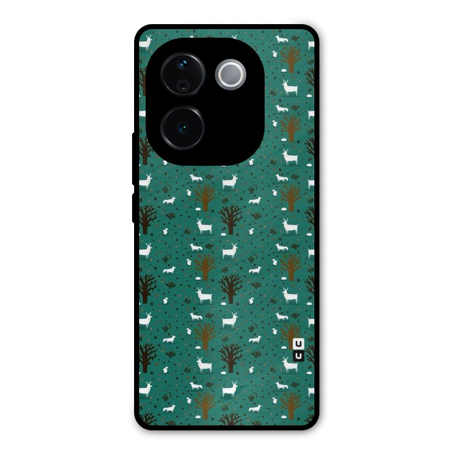 Animal Grass Pattern Metal Back Case for iQOO Z9s Pro