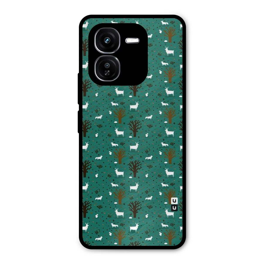 Animal Grass Pattern Metal Back Case for iQOO Z9x