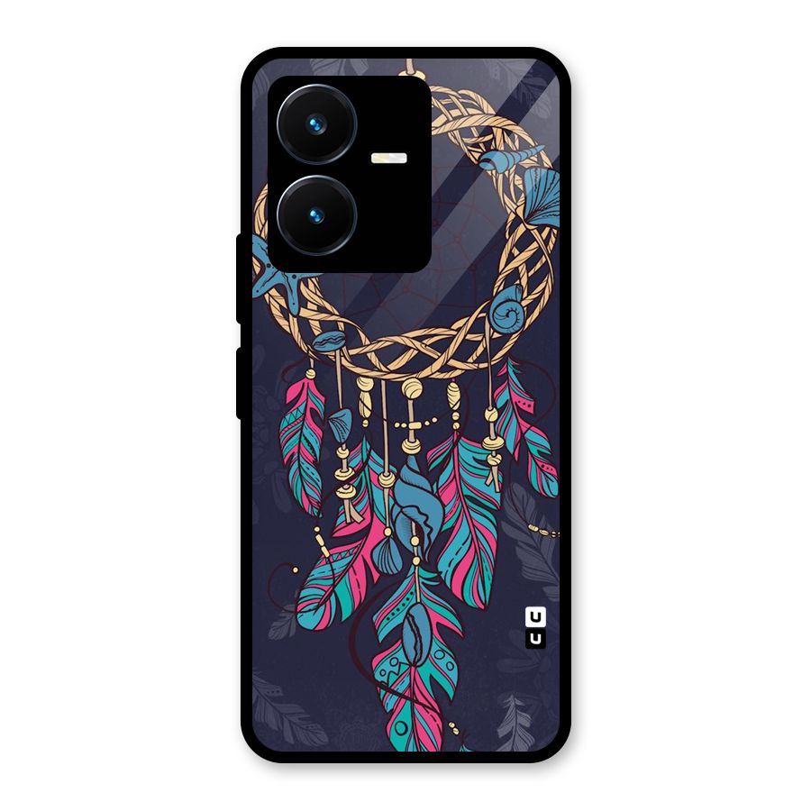 Animated Dream Catcher Glass Back Case for Vivo Y22s