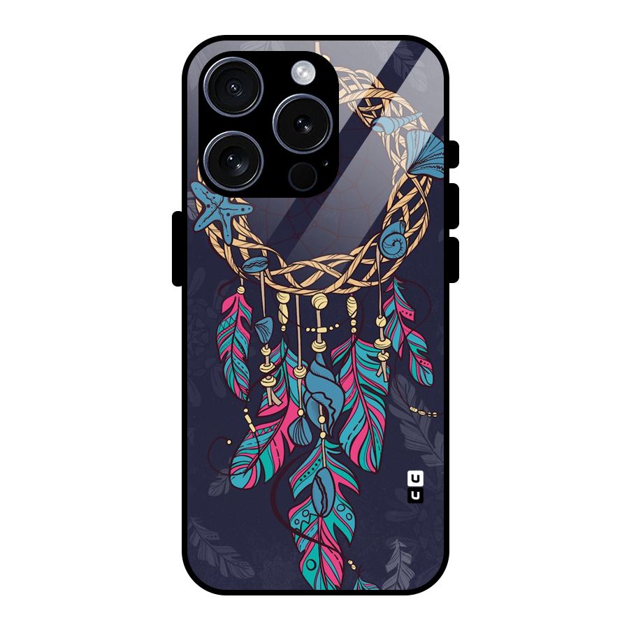 Animated Dream Catcher Glass Back Case for iPhone 15 Pro