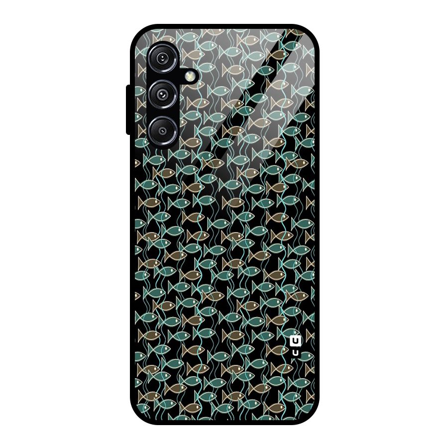 Animated Fishes Art Pattern Glass Back Case for Galaxy M34 5G
