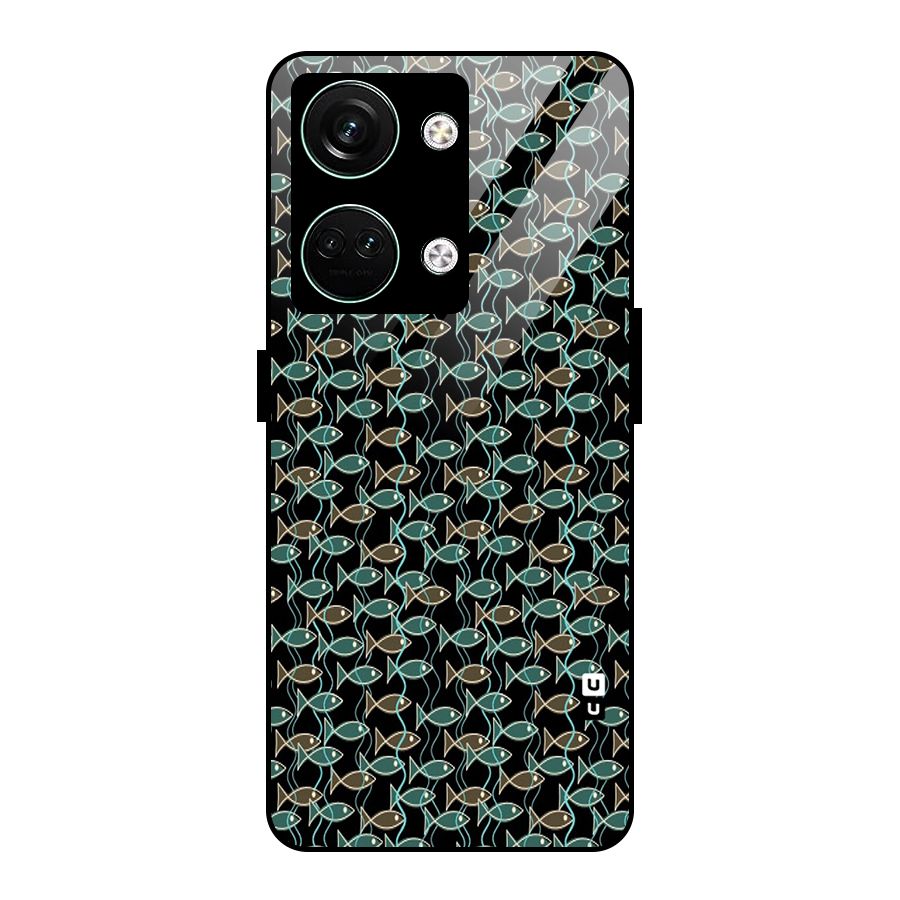 Animated Fishes Art Pattern Glass Back Case for Oneplus Nord 3