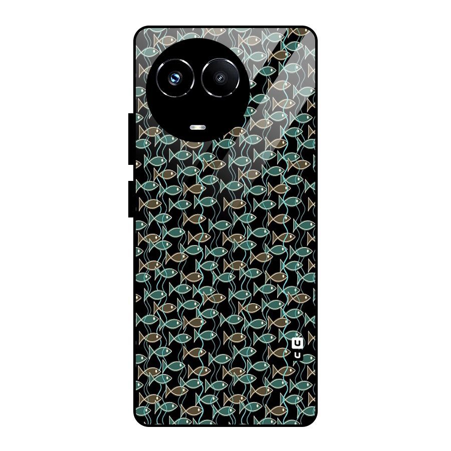 Animated Fishes Art Pattern Glass Back Case for Realme 11X