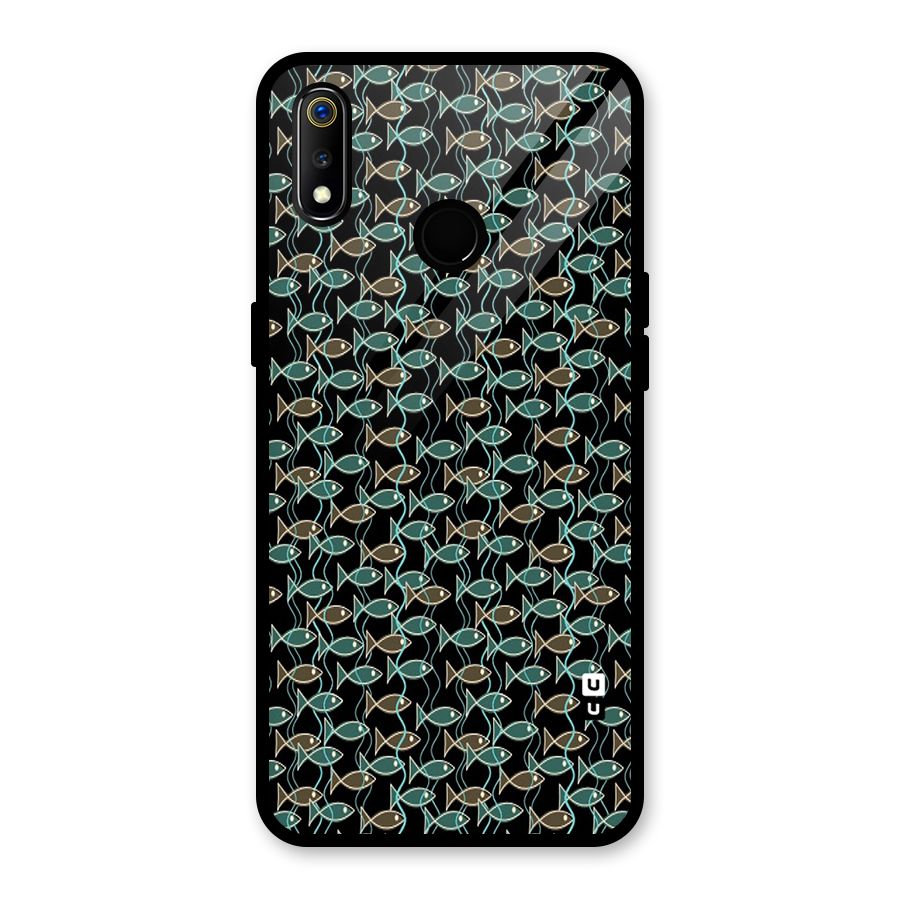 Animated Fishes Art Pattern Glass Back Case for Realme 3i