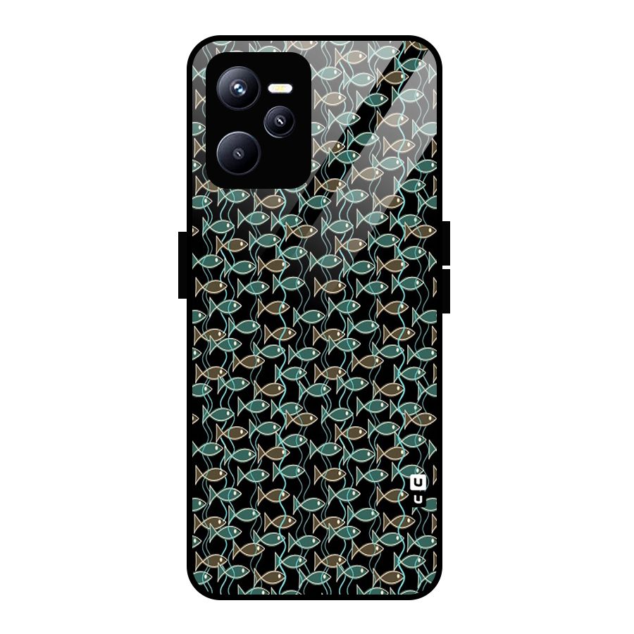 Animated Fishes Art Pattern Glass Back Case for Realme C35