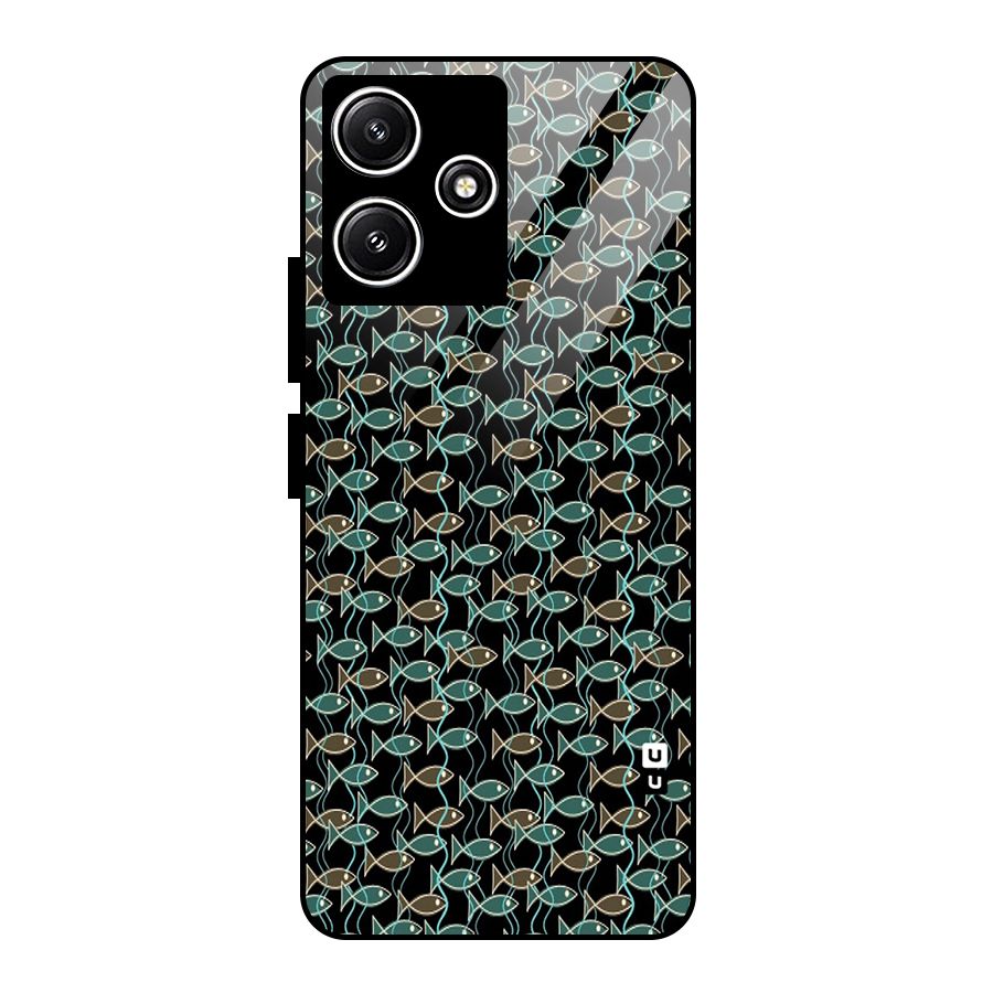 Animated Fishes Art Pattern Glass Back Case for Redmi 12 5G
