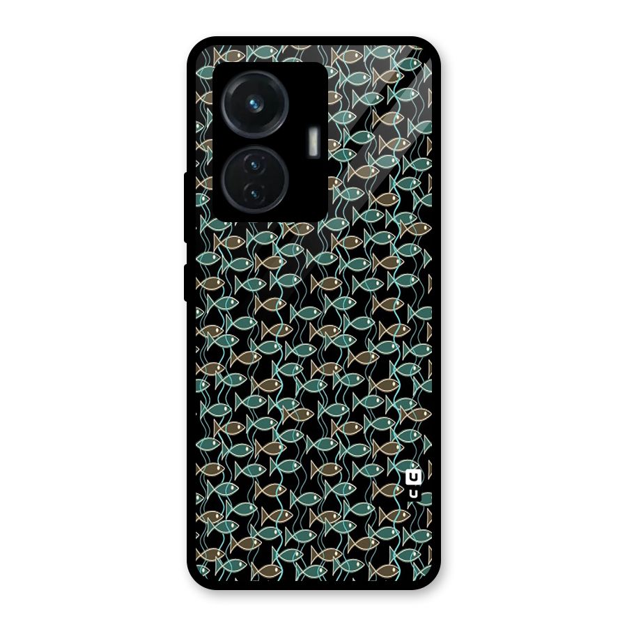 Animated Fishes Art Pattern Glass Back Case for Vivo T1 44W