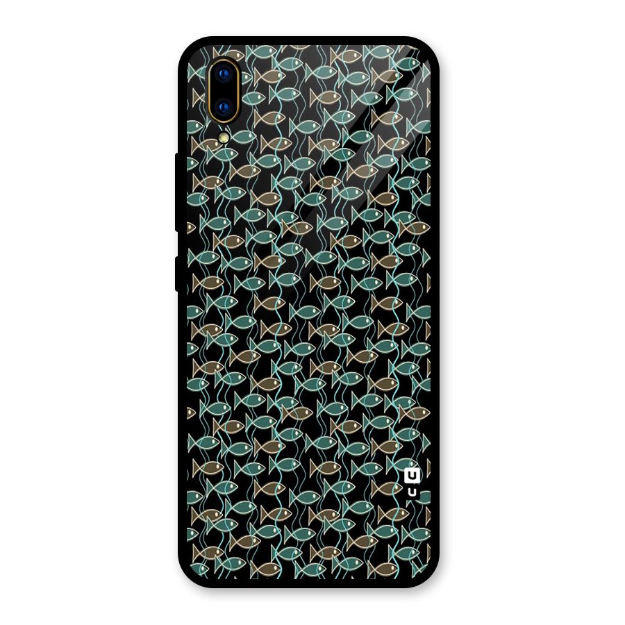 Animated Fishes Art Pattern Glass Back Case for Vivo V11 Pro