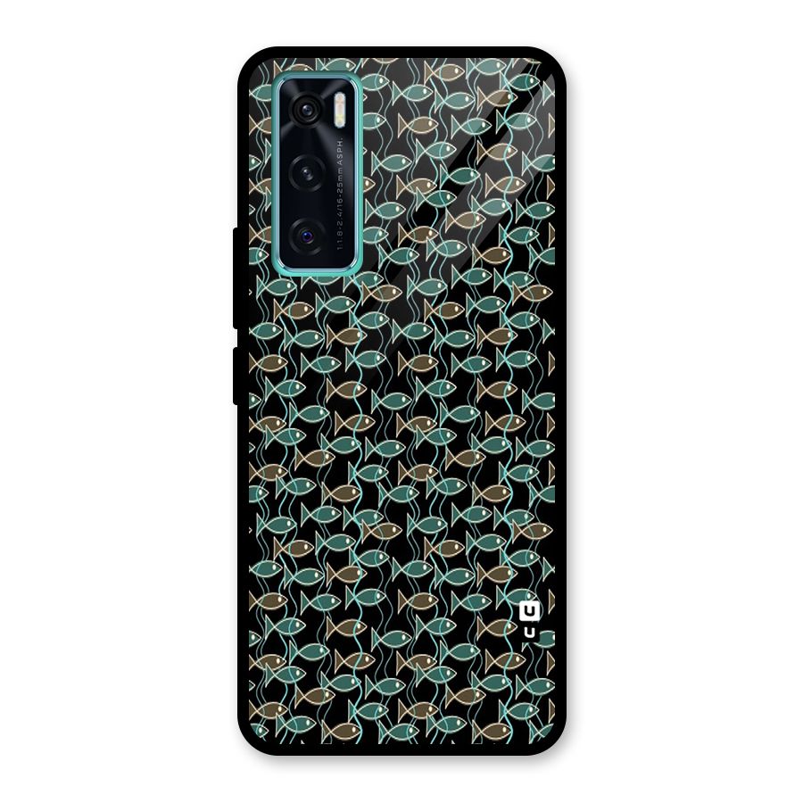 Animated Fishes Art Pattern Glass Back Case for Vivo V20 SE