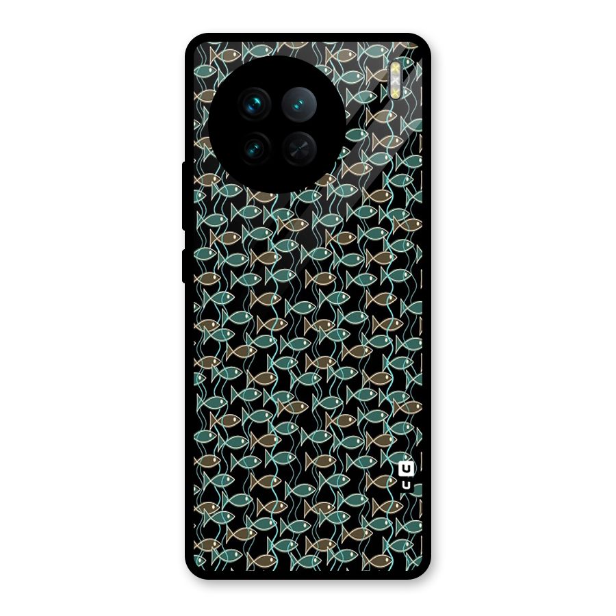Animated Fishes Art Pattern Glass Back Case for Vivo X90