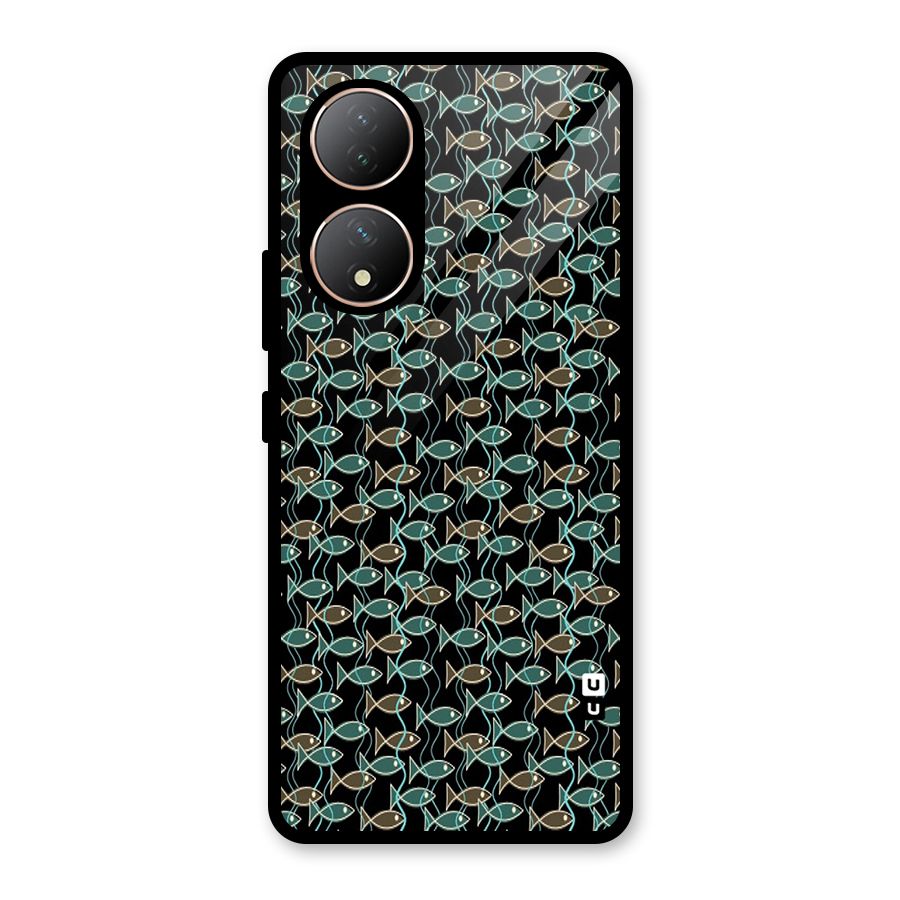 Animated Fishes Art Pattern Glass Back Case for Vivo Y100A