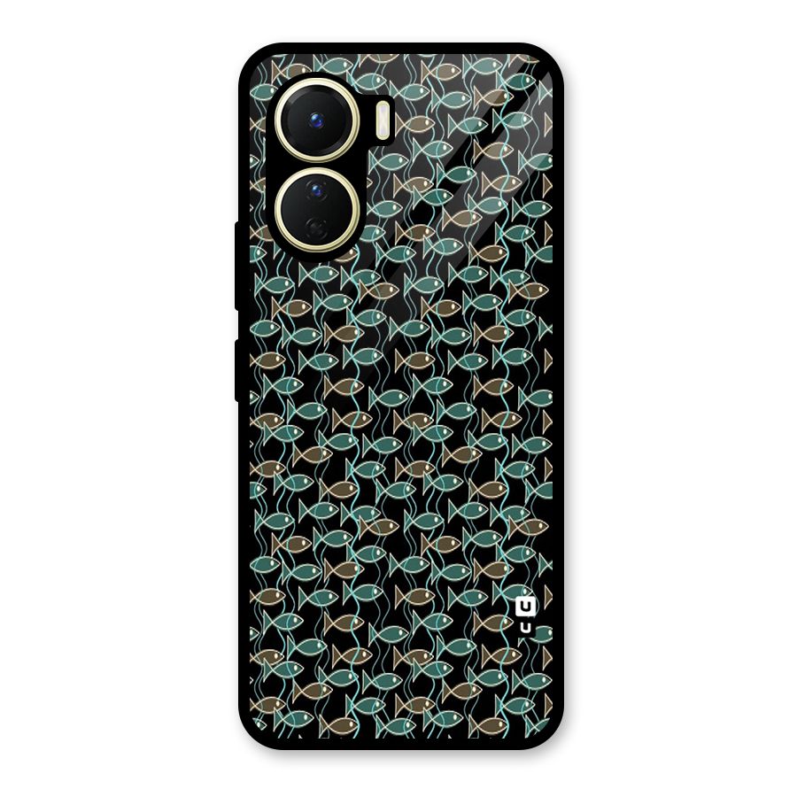 Animated Fishes Art Pattern Glass Back Case for Vivo Y16