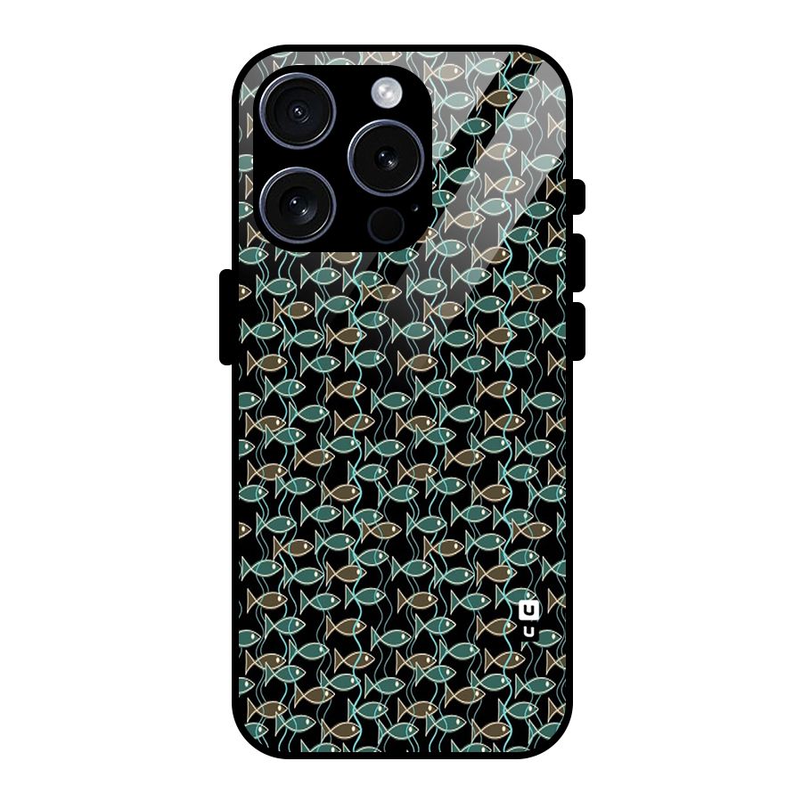 Animated Fishes Art Pattern Glass Back Case for iPhone 15 Pro