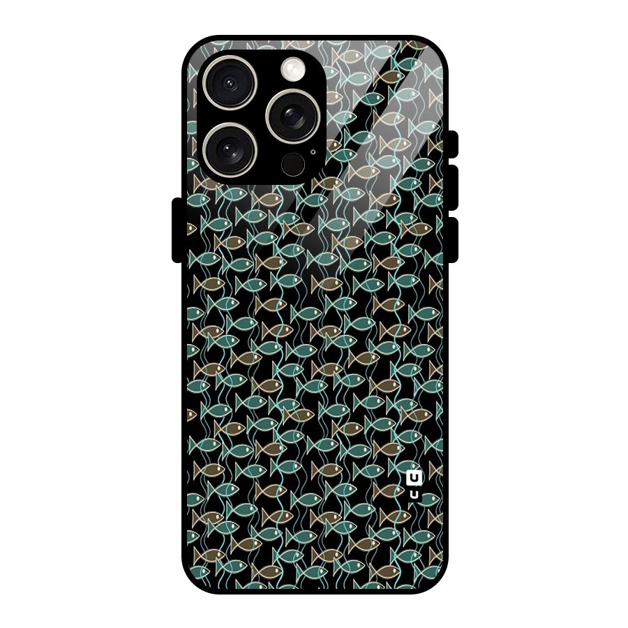 Animated Fishes Art Pattern Glass Back Case for iPhone 15 Pro Max