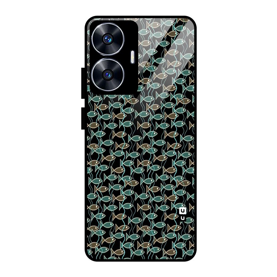 Animated Fishes Art Pattern Glass Back Case for realme C55