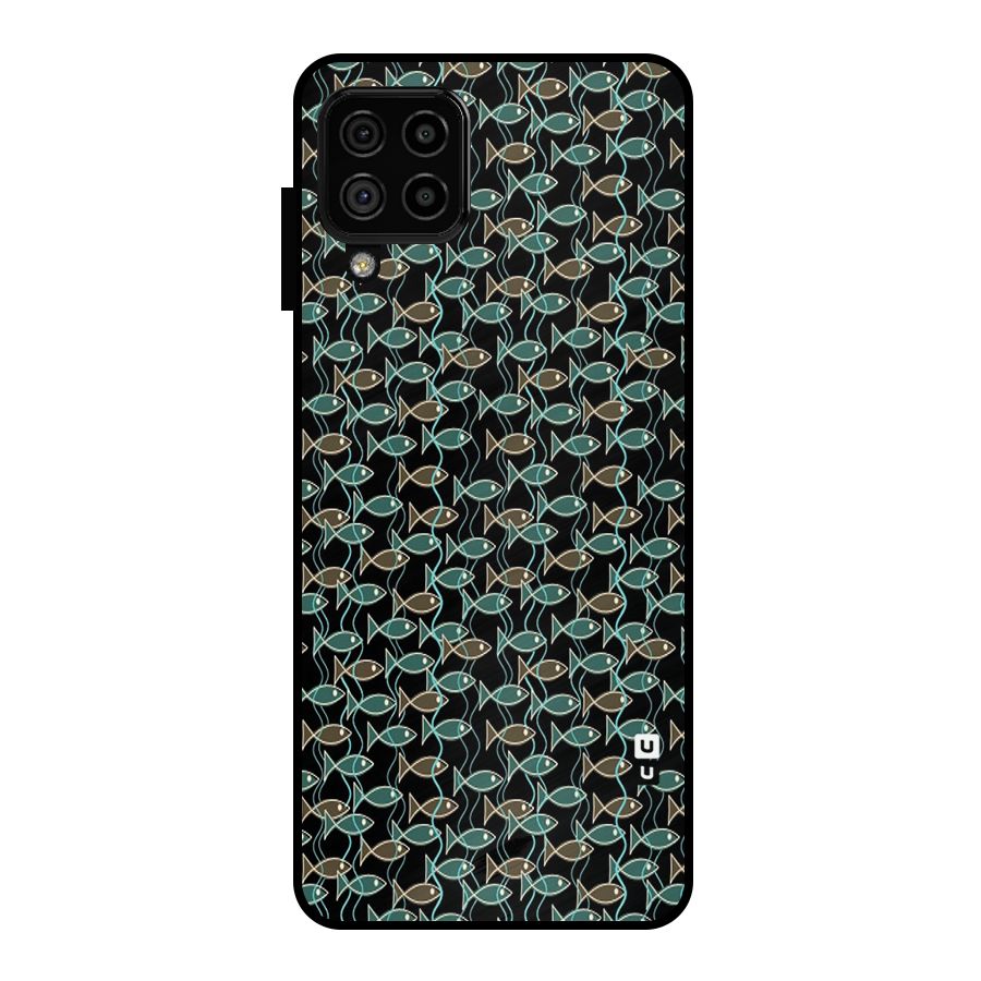 Animated Fishes Art Pattern Metal Back Case for Galaxy A22 4G